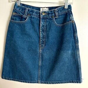 Classic Calvin Klein vintage blue jean denim skirt made in USA 100% cotton